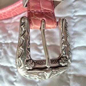 Ralph Lauren -Pink Italian Leather with longhorn silver buckle.Size Small